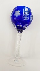 Nachtmann Traube Tall Hock Wine Glass Cobalt Blue 8-1/4″ Cut to Clear Crystal