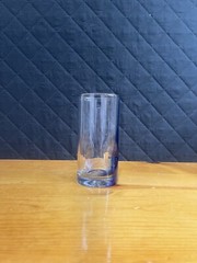 Heavy Clear Glass Dimpled Tumbler with Cobalt Blue Swish
