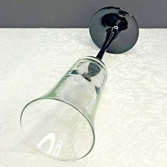 Luminarc France Vintage Domino Black Stem Flared Fluted Tulip Champagne Glass