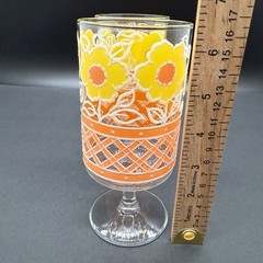 MCM Culver Flower Power “Daisy & Picket Fence” Stemmed Goblets Barware Wine