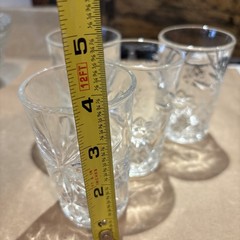 4 Vintage Anchor Hocking Prescut Clear 3-1/2” Flared Oatmeal Flat Juice Glass