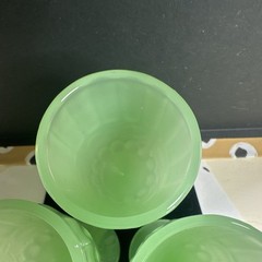 Lot of 10 Jadeite Green Amelie Sunflower Mini Goblet Cordial Shot Glasses MINT