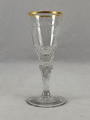 Bohemian Harrach Engraved Augustus / August Gilt Cut Glass Wine Circa 1770-1800
