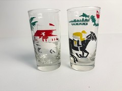 Vintage Libbey Jockey Club Horse Racing Highball Glasses Santa Anita/Pimlico
