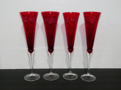 Lenox Holiday Gems Christmas 11″ Flutes – 4 Red