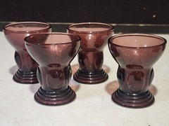 SET OF 4- New Martinsville Moondrops Amethyst Whiskey Glasses