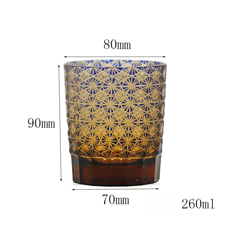 Handmade Whisky Glasses Edo Kiriko Crystal Glass Drinkware Tumbler 9oz