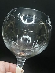 LENOX STACCATO Balloon Wine Glass Etched Cut Crystal Geometric Lines Ovals Set 3