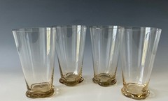 Ingrid Gulli Swedish Crystal Set/4 Tumblers Glasses Gold MCM Vintage 6″