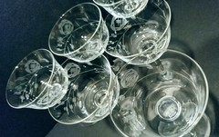 Vintage Sears Savannah Cut Rose Coupe Glasses Champagne Cocktail Set of 6 MCM