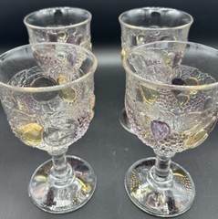 Vintage Westmoreland Fruit Della Robbia Water Goblets Wine Glasses (set of 4)