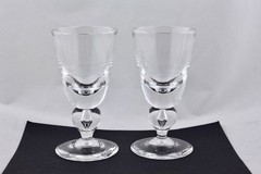 SET OF 2 STEUBEN CRYSTAL BALUSTER TEARDROP STEM 6-1/2″ WATER GOBLETS – MINT