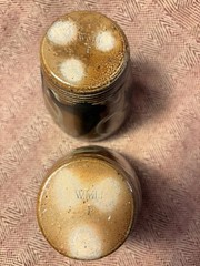 Mark Hewitt Pottery Studio pair of TUMBLERS-glazed-pattern/, WMH P stamp.