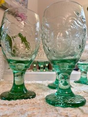 Vintage Aqua Spanish Green Water Goblets set of 6