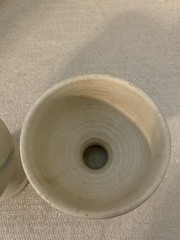 Vintage Set/2 Stoneware Hand Thrown Studio Pottery Goblet Chalices Floral Swirl