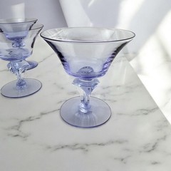Tiffin Twilight Neodymium Glass 6 Champagne Coupes Sherbets #17578 Purple/Blue