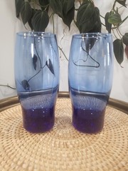 VTG Libbey Perception Cobalt Blue Celestial Tumbler Drinking Glasses 16oz MCM