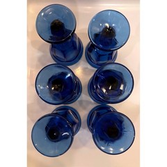 Vintage Imperial Glass Old Williamsburg Cobalt Goblets 5.3″ Set of 6 Deep Blue
