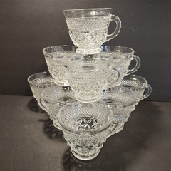 Anchor Hocking Wexford Punch or Coffee Cups Diamond Pattern Set of 2