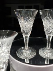 (1) Sherry Glass 4-1/2″ American Brilliant Period cut glass crystal hobstars