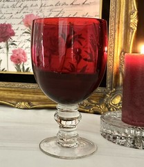 Zrike Camelot Red Water Glasses Clear Bulbous Stem Vintage Red Stemware – 4
