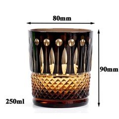 Hand Cut Clear Whisky Glasses Kiriko Glassware Drinkware Tumbler 9oz Amber Black