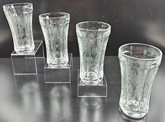 4 Indiana Glass Recollection Clear 14 Oz Tumblers Set Vintage Cut Etch Retro Lot