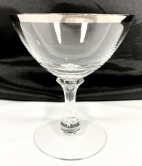 Vtg Fostoria WEDDING RING Platinum Rim Champagne Tall Sherbet Glass Goblet 4 1/2