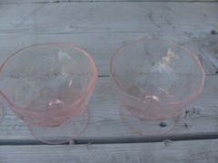 Seneca Driftwood Morgantown Light Pink Crinkle 3 Low Sherbet Dish 2 3/4″ Cloudy