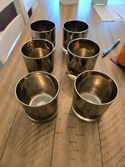 Vintage MCM Silver Ombre Fade Rocks Glasses-Queen’s Lusterware (Thorpe Style)