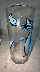 4 Vintage LIBBEY PRECIDIO 8oz Juice Glasses Cat Antics MCM Mid-Modern Decor NEW