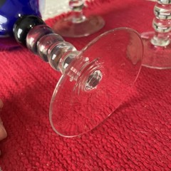 Martini Glasses Cobalt Blue & Clear Stem Stemware Barware – 6-5/8” – Set Of 3