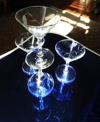 Vtg 4 Crystal Small Martini Glasses Etched Art Deco European Barware H 4.25″