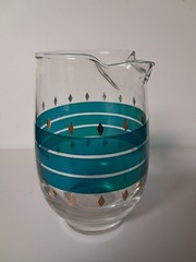 Vintage MCM Libbey Turquoise & Gold San Juan Barware Cocktails Pitcher Atomic