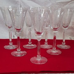 Tiffin Fransiscan Seven 8.25 inch Stemed 6 Ounce Goblet Blue Bell Etch