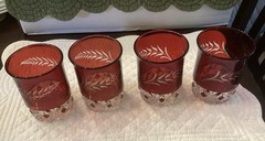 HTF Flint Glass Pillow Encircled / Midway #857 Ruby EAPG Tumblers – Set Of 4