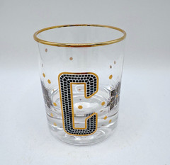 Anthropology Retired Bistro Tile Monogram glass «C» 24K Gold Rim