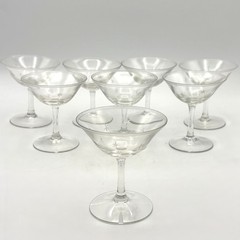 8 Vintage 1950s MCM Atomic Starburst Cordial Sherry Etched Clear Glass