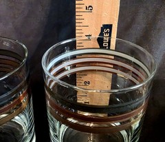 (689) Unsigned Culver MCM Copper, Silver & Gold Metallic Band DOF glasses Set- 4