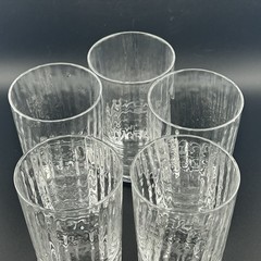 Antique Czech Manganese Glass Tumblers Set of 5 4½″ Ribbed Optic Beehive 1910s