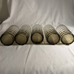 5 Vintage Libbey Pisa Drinking Highball Glasses Smoky Brown 16 floz Each