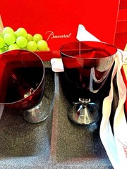Baccarat Vega Red Small Wine Glasses Crystal Set of 2 France Pair From Japan