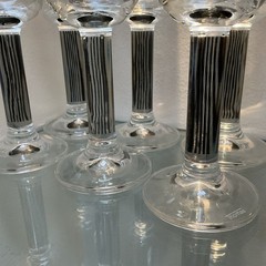 Colonna Graphic By Thomas 7 Water /Wine Goblets Black Striking Striped Stems