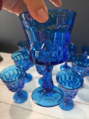 Set of 10 Vintage Noritake Perspective Cobalt Blue Water Wine Goblets 6 1/2 Inch