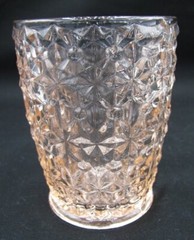 Vintage Jeanette Holiday Buttons & Bows Pink Depression Glass 4” Flat Tumbler