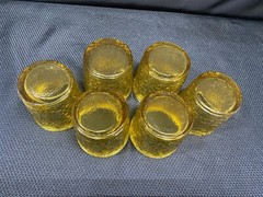 Set of 6 ~ Vintage «GOLDEN HONEY» Glass Tumblers (Rocks) ~ 3 1/4″ Tall