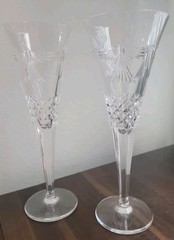 Pair of Waterford Crystal Millennium Collection Peace Dove Champagne Flutes