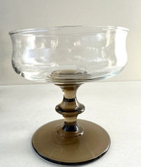 Set of 8 Libbey Etched Brown Dessert Champagne Glass Stems 4″ High 3.75in Wide