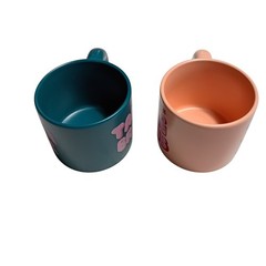 Thyme & Table Tt 2Pk Break Love 2-Piece Ceramic Mug Set 11.8 Oz Teal Peach