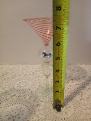1930’s BIMINI BLOWN SWIRL ART GLASS GOBLET WITH BUBBLE ANIMAL HORSE STEM 7″H